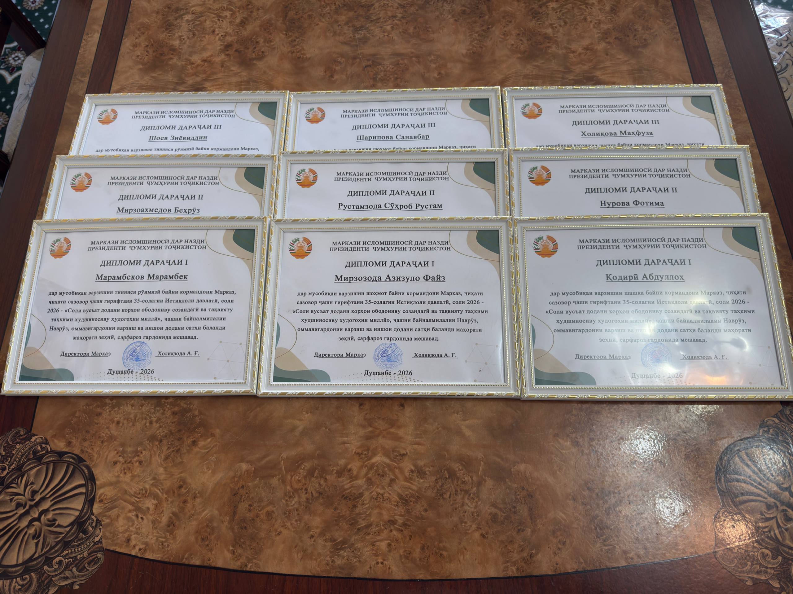 МУСОБИҚАИ ВАРЗИШӢ АЗ РӮЙИ НАМУДИ ТЕНИСИ РӮИМИЗӢ, ШОҲМОТ ВА ШАШКА БАЙНИ КОРМАНДОНИ МАРКАЗ ҶАМБАСТ ГАРДИД.